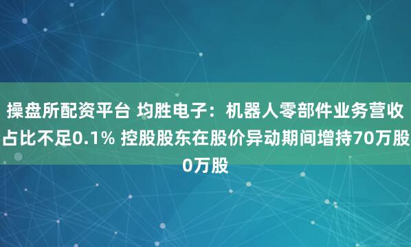 操盘所配资平台 均胜电子：机器人零部件业务营收占比不足0.1% 控股股东在股价异动期间增持70万股