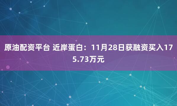 原油配资平台 近岸蛋白：11月28日获融资买入175.73万元