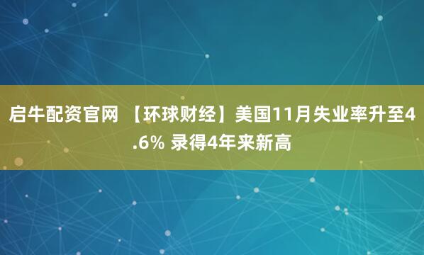 启牛配资官网 【环球财经】美国11月失业率升至4.6% 录得4年来新高